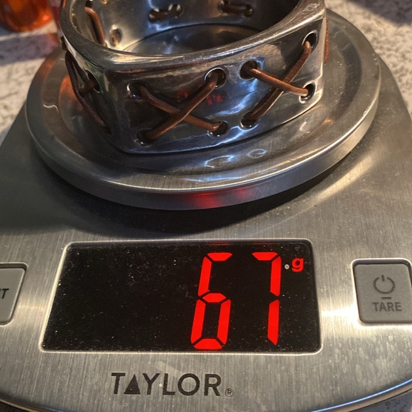 (925-sterling & Leather) Vintage Santa Fe Leather and Silver Bangle - Picture 6 of 7